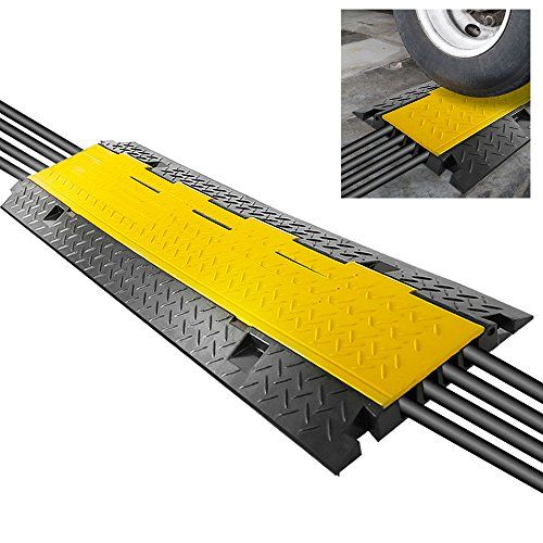  Pyle Durable Cable Protective Ramp Cover - Supports 33000lbs Four Channel Heavy Duty Cord Protection w/Flip-Open Top Cover, 31.5” x 16.1” x 3.14” Cable Concealer for Indoor Outdoor Use