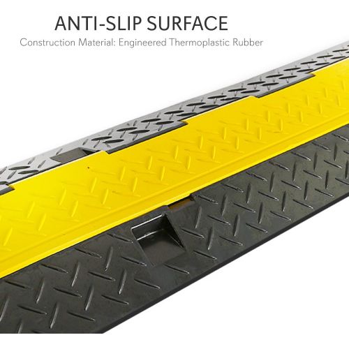  Pyle Durable Cable Protective Ramp Cover - Supports 33000lbs Four Channel Heavy Duty Cord Protection w/Flip-Open Top Cover, 31.5” x 16.1” x 3.14” Cable Concealer for Indoor Outdoor Use