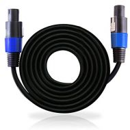 Speakon to Speakon Audio Cord - 15 ft 12 Gauge Male Speakon Connector to Male Speakon Connection, Black Heavy Duty Professional Speaker Cable Wire - Delivers Sound - Pyle Pro PPSS1