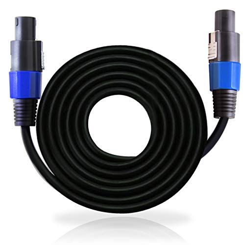  Speakon to Speakon Audio Cord - 15 ft 12 Gauge Male Speakon Connector to Male Speakon Connection, Black Heavy Duty Professional Speaker Cable Wire - Delivers Sound - Pyle Pro PPSS1