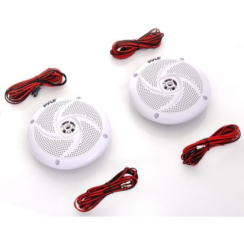  Pyle Marine Speakers - 4 Inch 2 Way Waterproof and Weather Resistant Outdoor Audio Stereo Sound System with LED Lights, 100 Watt Power and Low Profile Slim Style - 1 Pair - PLMRS43