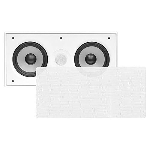  Ceiling Wall Mount Enclosed Speaker - 300 Watt Stereo In-wall / In-ceiling Flush Mounted Sound Speaker System W/ Dual 5.25 Long Throw Woofers, 1 Tweeter, 8 Ohm Impedance - Pyle PDI