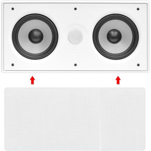  Ceiling Wall Mount Enclosed Speaker - 300 Watt Stereo In-wall / In-ceiling Flush Mounted Sound Speaker System W/ Dual 5.25 Long Throw Woofers, 1 Tweeter, 8 Ohm Impedance - Pyle PDI