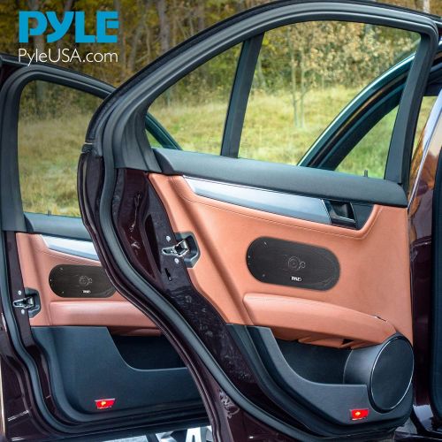  Pyle 3-Way Universal Car Stereo Speakers - 300W 4 x 10 Triaxial Loud Pro Audio Car Speaker Universal OEM Quick Replacement Component Speaker Vehicle Door/Side Panel Mount Compatible - P