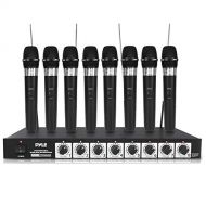 Pyle VHF Wireless System-Rack Mountable 8 Channel Cordless Set w/ 8 Handheld Microphones, Mixed 1/4 Outputs-DJ, Karaoke, Conference Speaker-Pyle PDWM8400