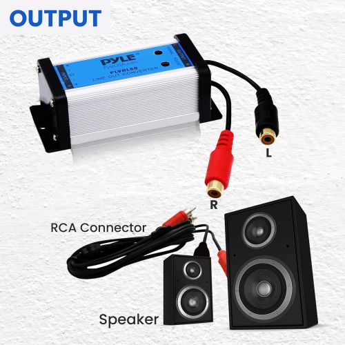  2-Channel Speaker to RCA Converter - 2 Channel Hi/Low Level RCA Converter w/ Ground Loop Isolation and Noise Elimination, Aluminum Housing, Adjustable level, 50W Max Input - Pyle P