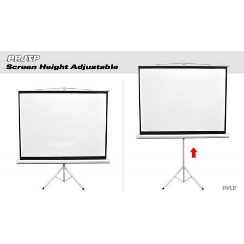  Upgraded Pyle 72 Projector Screen with Floor Standing Portable Fold-Out Roll-Up Tripod Manual, Mobile Movie Screen, Home Theater Cinema Wedding Party Office Presentation, Quick Ass