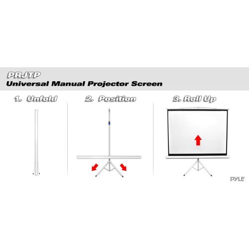  Upgraded Pyle 72 Projector Screen with Floor Standing Portable Fold-Out Roll-Up Tripod Manual, Mobile Movie Screen, Home Theater Cinema Wedding Party Office Presentation, Quick Ass