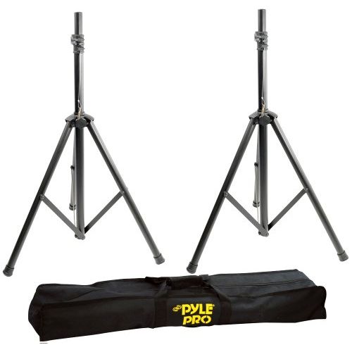  Pyle Universal Speaker Stand Tripod - Height Adjustable 8’+ ft Extra Tall Sound Equipment Mount For Speakers w/ 35mm Compatible Insert - Perfect for Home, On-Stage or In-Studio Use