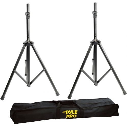  Pyle Universal Speaker Stand Tripod - Height Adjustable 8’+ ft Extra Tall Sound Equipment Mount For Speakers w/ 35mm Compatible Insert - Perfect for Home, On-Stage or In-Studio Use