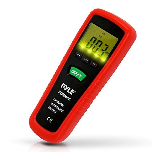  Pyle Hand Held Carbon Monoxide Meter - High Accuracy and 1000 PPM Measurement Range CO Sensor w/Digital LCD Display Auto Power Off Safety Alarm Battery Operated and Control Buttons - Py