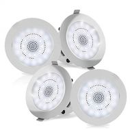 Pyle 4” Pair Bluetooth Flush Mount In-wall In-ceiling 2-Way Home Speaker System Built-in LED Lights Aluminum Housing Spring Clips Polypropylene Cone & Tweeter 4 Ch Amplifier 320 Wa