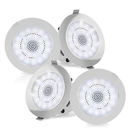  Pyle 4” Pair Bluetooth Flush Mount In-wall In-ceiling 2-Way Home Speaker System Built-in LED Lights Aluminum Housing Spring Clips Polypropylene Cone & Tweeter 4 Ch Amplifier 320 Wa