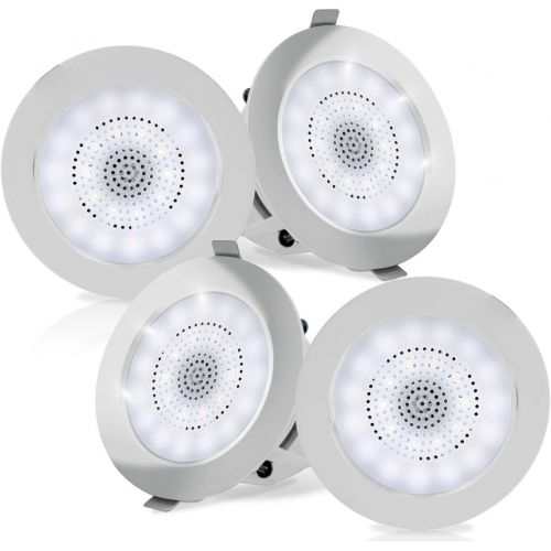  Pyle 4” Pair Bluetooth Flush Mount In-wall In-ceiling 2-Way Home Speaker System Built-in LED Lights Aluminum Housing Spring Clips Polypropylene Cone & Tweeter 4 Ch Amplifier 320 Wa