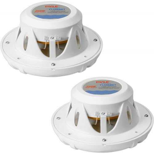  250 Watt Marine Speaker System - Water Resistant Dual 2 Way 6.5 Inch Outdoor Stereo Audio Sound Speakers w/ 65Hz-20kHz Frequency Response, Heavy Duty 35oz Magnet Structure - Pyle P