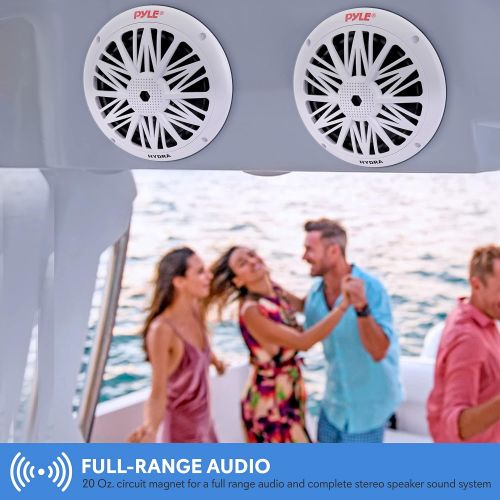  Pyle 6.5 Inch Dual Marine Speakers - 2 Way Waterproof and Weather Resistant Outdoor Audio Stereo Sound System with 200 Watt Power, Poly Carbon Cone and Butyl Rubber Surround - 1 Pair -