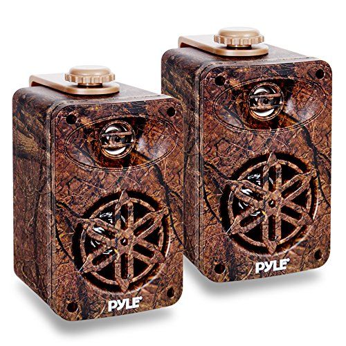  Pyle Dual Waterproof Outdoor Speaker System - 3.5 Inch Pair 3-Way Weatherproof Wall/Ceiling Mounted Camo Style Mini Dual Speakers w/Heavy Duty Grill, Universal Mount, Patio, Indoor Use