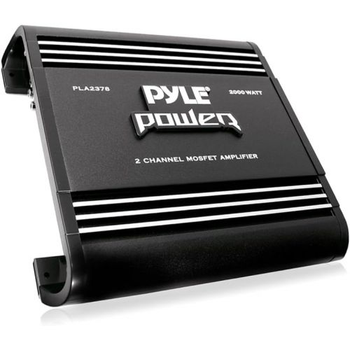  Pyle 2 Channel Car Stereo Amplifier - 2000W Dual Channel Bridgeable High Power MOSFET Audio Sound Auto Small Speaker Amp Box w/ Crossover, Bass Boost Control, Silver Plated RCA Input Ou