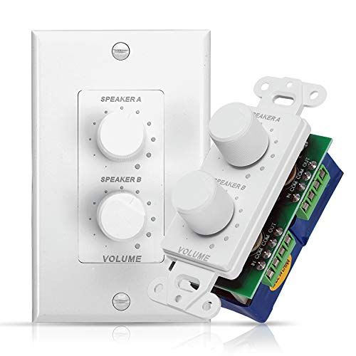  Pyle In Wall Speaker Volume Control - Home Audio Smart 2-Channel A/B Dual Channel Speakers Controller Selector Pod Box - Rotary Knob Fader Control Up to (2) Pair of Indoor or Outdoor Sp