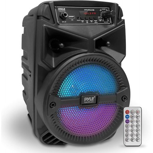  Pyle Portable Bluetooth PA Speaker System - 240W Rechargeable Outdoor Bluetooth Speaker Portable PA System w/ 6.5” Subwoofer 1” Tweeter, Microphone in, Party Lights, MP3/USB, Radio, Rem