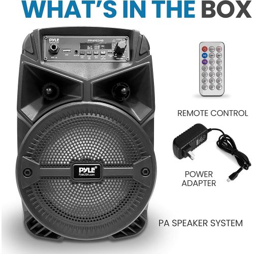  Pyle Portable Bluetooth PA Speaker System - 240W Rechargeable Outdoor Bluetooth Speaker Portable PA System w/ 6.5” Subwoofer 1” Tweeter, Microphone in, Party Lights, MP3/USB, Radio, Rem