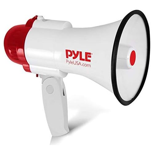  Pyle Megaphone Speaker PA Bullhorn - with Built-in Siren 30 Watt Voice Recorder & 800 Yard Range - Ideal for Football, Soccer, Baseball, Hockey, Basketball, Cheerleading Fans & Coa