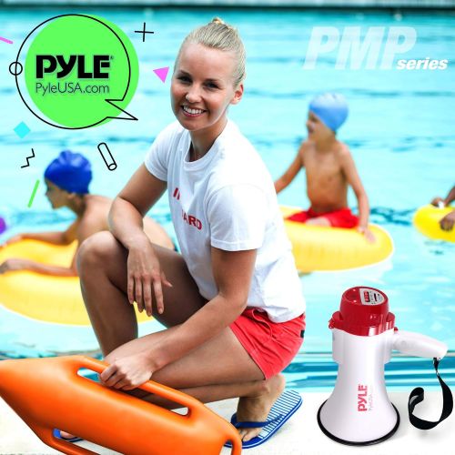  Pyle Megaphone Speaker PA Bullhorn - with Built-in Siren 30 Watt Voice Recorder & 800 Yard Range - Ideal for Football, Soccer, Baseball, Hockey, Basketball, Cheerleading Fans & Coa