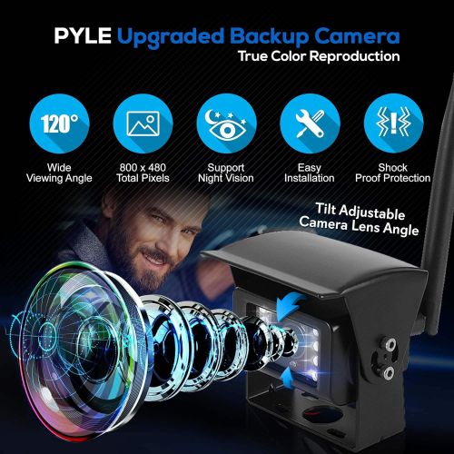  Pyle Wireless Backup Rearview Dash Camera - Waterproof Car Parking Rear View Reverse Safety Vehicle Monitor System W/Quad View 7” Video LCD, DVR Recording, Night Vision - Remote Co