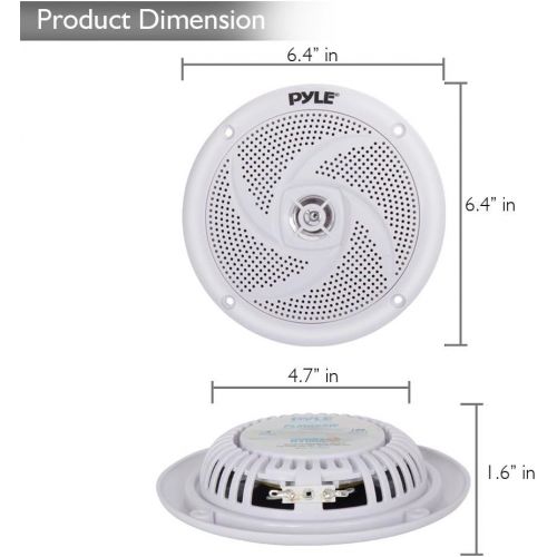  Pyle Marine Speakers - 5.25 Inch 2 Way Waterproof and Weather Resistant Outdoor Audio Stereo Sound System with 180 Watt Power and Low Profile Slim Style - 1 Pair - PLMRS5W (White)