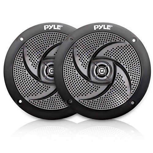  Pyle Marine Speakers - 4 Inch 2 Way Waterproof and Weather Resistant Outdoor Audio Stereo Sound System with 100 Watt Power and Low Profile Slim Style Design - 1 Pair - PLMRS4B (Bla