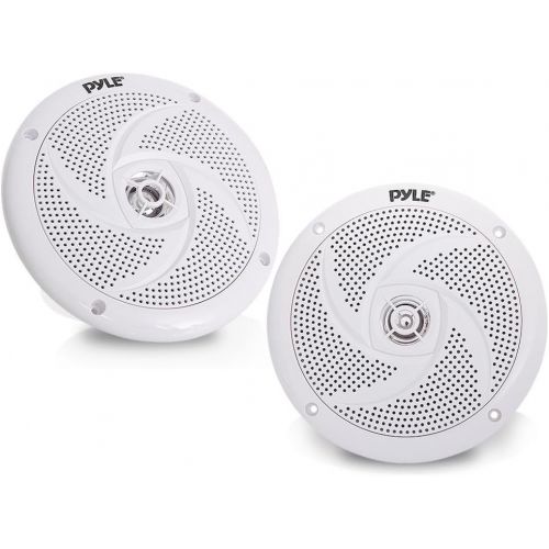  Pyle Marine Speakers - 6.5 Inch 2 Way Waterproof and Weather Resistant Outdoor Audio Stereo Sound System with 240 Watt Power and Low Profile Slim Style - 1 Pair - PLMRS6W (White)