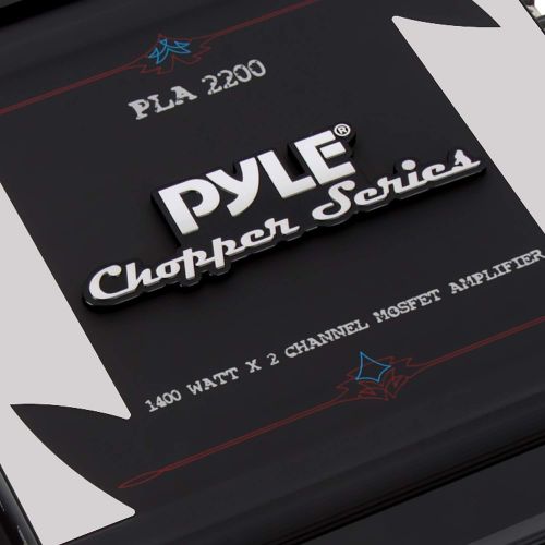  Pyle 2 Channel Car Stereo Amplifier - 1400W Dual Channel Bridgeable High Power MOSFET Audio Sound Auto Small Speaker Amp w/ Crossover, Bass Boost Control, Gold Plated RCA Input Output -