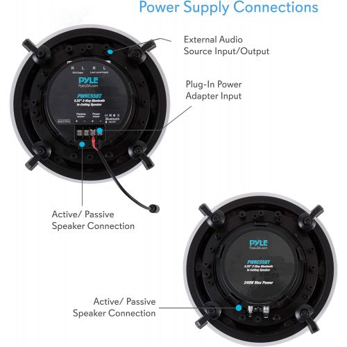  Pyle Ceiling and Wall Mount Speaker - Wireless Bluetooth 5.25” Dual 2-Way Audio Stereo Sound Subwoofer Kit with, 240 Watts, in-Wall & in-Ceiling Flush Mount for Home Surround System - P