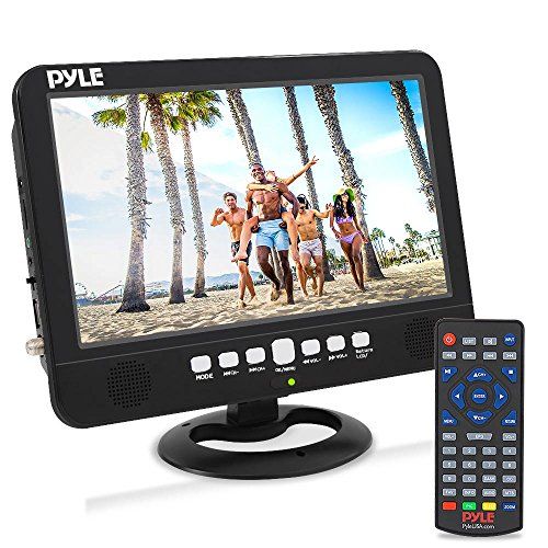  Pyle 10 Inch Portable Widescreen TV - Smart Rechargeable Battery Wireless Car Digital TV Tuner, 1024x600p TFT LCD Monitor Screen w/Dual Stereo Speakers, USB, Antenna, Remote, RCA Cable