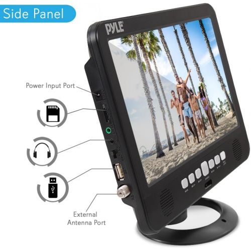  Pyle 10 Inch Portable Widescreen TV - Smart Rechargeable Battery Wireless Car Digital TV Tuner, 1024x600p TFT LCD Monitor Screen w/Dual Stereo Speakers, USB, Antenna, Remote, RCA Cable