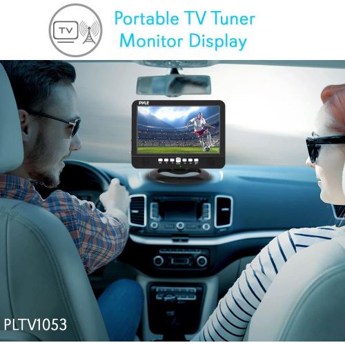  Pyle 10 Inch Portable Widescreen TV - Smart Rechargeable Battery Wireless Car Digital TV Tuner, 1024x600p TFT LCD Monitor Screen w/Dual Stereo Speakers, USB, Antenna, Remote, RCA Cable