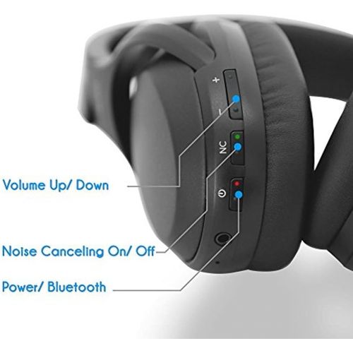  Pyle Bluetooth Active Noise Canceling Headphones - Wireless Over-Ear Audio Streaming & Call Microphone - Travel Collapsible & Rechargeable Battery - Extreme Sound Isolation for Airplane