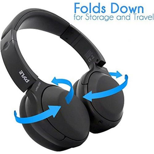  Pyle Bluetooth Active Noise Canceling Headphones - Wireless Over-Ear Audio Streaming & Call Microphone - Travel Collapsible & Rechargeable Battery - Extreme Sound Isolation for Airplane