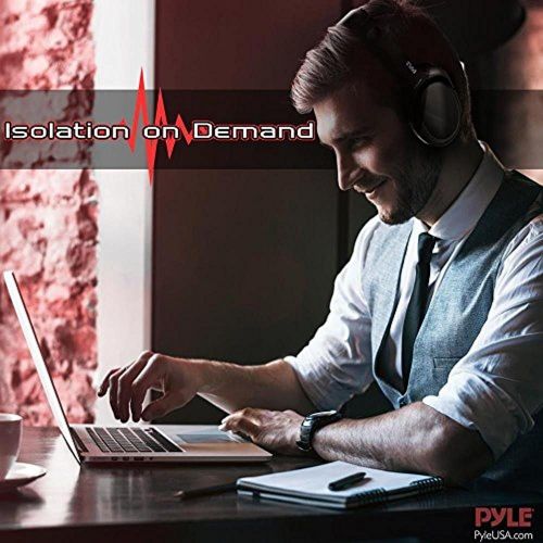  Pyle Bluetooth Active Noise Canceling Headphones - Wireless Over-Ear Audio Streaming & Call Microphone - Travel Collapsible & Rechargeable Battery - Extreme Sound Isolation for Airplane