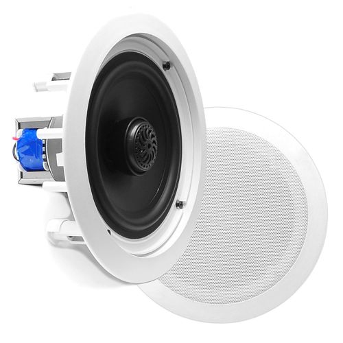  Pyle 8” Ceiling Wall Mount Speakers - Pair of 2-Way Midbass Woofer Speaker 70v Transformer Directable 1” Titanium Dome Tweeter Flush Design w/ 55Hz-22kHz Frequency Response & 300 Watts