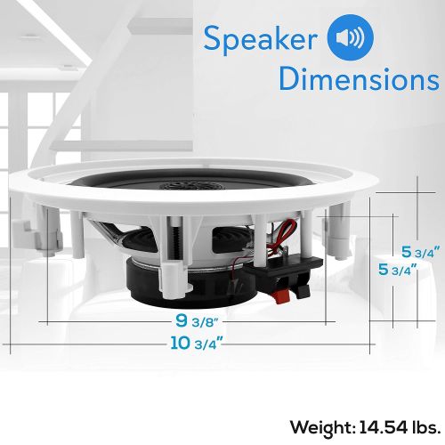  Pyle 8” Ceiling Wall Mount Speakers - Pair of 2-Way Midbass Woofer Speaker 70v Transformer Directable 1” Titanium Dome Tweeter Flush Design w/ 55Hz-22kHz Frequency Response & 300 Watts