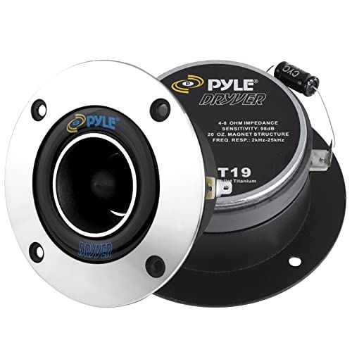  Pyle 1” Car Audio Speaker Tweeter - 300 Watt High Power Super Titanium Tweeter System w/ 3.75 Inch Aluminum Bullet Horn, 2kHz-25 kHz Frequency, 98 dB, 4-8 Ohm, Heavy Duty 20 oz Magnet -