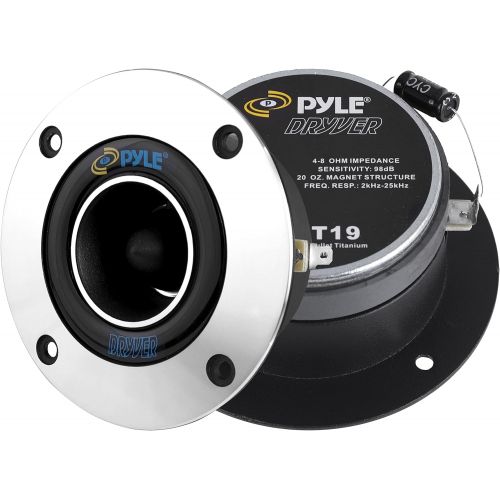  Pyle 1” Car Audio Speaker Tweeter - 300 Watt High Power Super Titanium Tweeter System w/ 3.75 Inch Aluminum Bullet Horn, 2kHz-25 kHz Frequency, 98 dB, 4-8 Ohm, Heavy Duty 20 oz Magnet -
