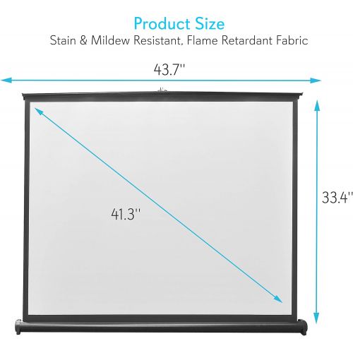  Pyle 50 Inch Portable Projector Screen - Portable Floor Standing Fold-Out Roll-Up Tripod Manual, Mobile Movie Screen, Home Theater Cinema Wedding Party Office Presentation, Quick A