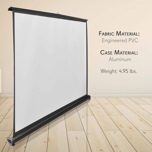  Pyle 50 Inch Portable Projector Screen - Portable Floor Standing Fold-Out Roll-Up Tripod Manual, Mobile Movie Screen, Home Theater Cinema Wedding Party Office Presentation, Quick A