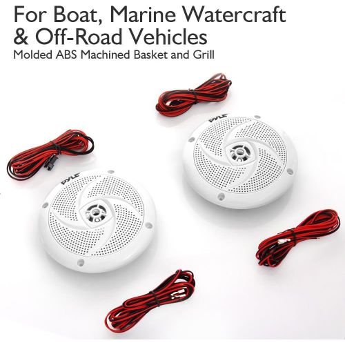  Pyle Marine Speakers - 5.25 Inch 2 Way Waterproof and Weather Resistant Outdoor Audio Stereo Sound System with LED Lights, 180 Watt Power and Low Profile Slim Style - 1 Pair - PLMR