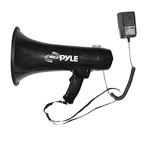  Pyle Megaphone Speaker PA Bullhorn - Built-in Siren 40 Watts Adjustable Vol Control & 1000 Yard Range - Football Soccer Baseball Hockey Basketball Cheerleading Fans Coaches & Safet