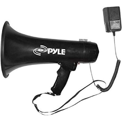  Pyle Megaphone Speaker PA Bullhorn - Built-in Siren 40 Watts Adjustable Vol Control & 1000 Yard Range - Football Soccer Baseball Hockey Basketball Cheerleading Fans Coaches & Safet