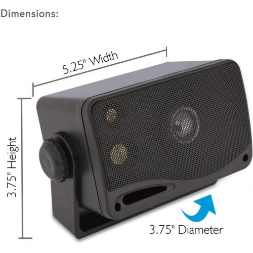  Pyle PLMR24B 3.5 Inch 3 Way Weatherproof Marine Audio Speakers, Black (2 Pair)