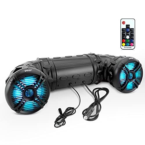  Pyle Marine ATV Powered Speakers - 4.0 Wireless Bluetooth, 800 Watt, Color Changing LED Lights, IP44 Waterproof, 6.5“ Dual Audio Sound System for UTV, Golf Carts, Jetski and Snowmo